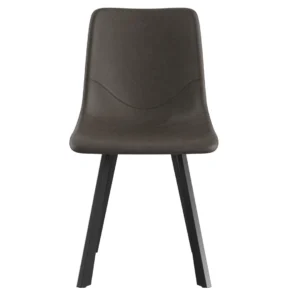 Colin Retro Dining Chairs Antique Grey Set of 2 Faux Leather Powder-Coated Legs