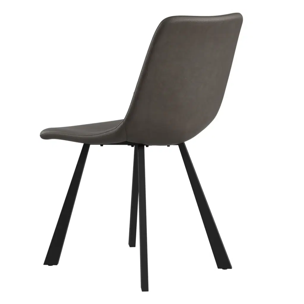 Colin Dining Chairs Antique Grey Set of 2 Eco-Leather Black Powder-Coated Legs