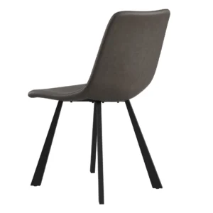 Colin Dining Chairs Antique Grey Set of 2 Eco-Leather Black Powder-Coated Legs