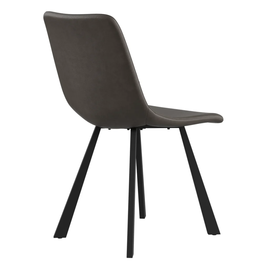 Colin Antique Grey Dining Chairs 4 Eco-Leather Metal Frame