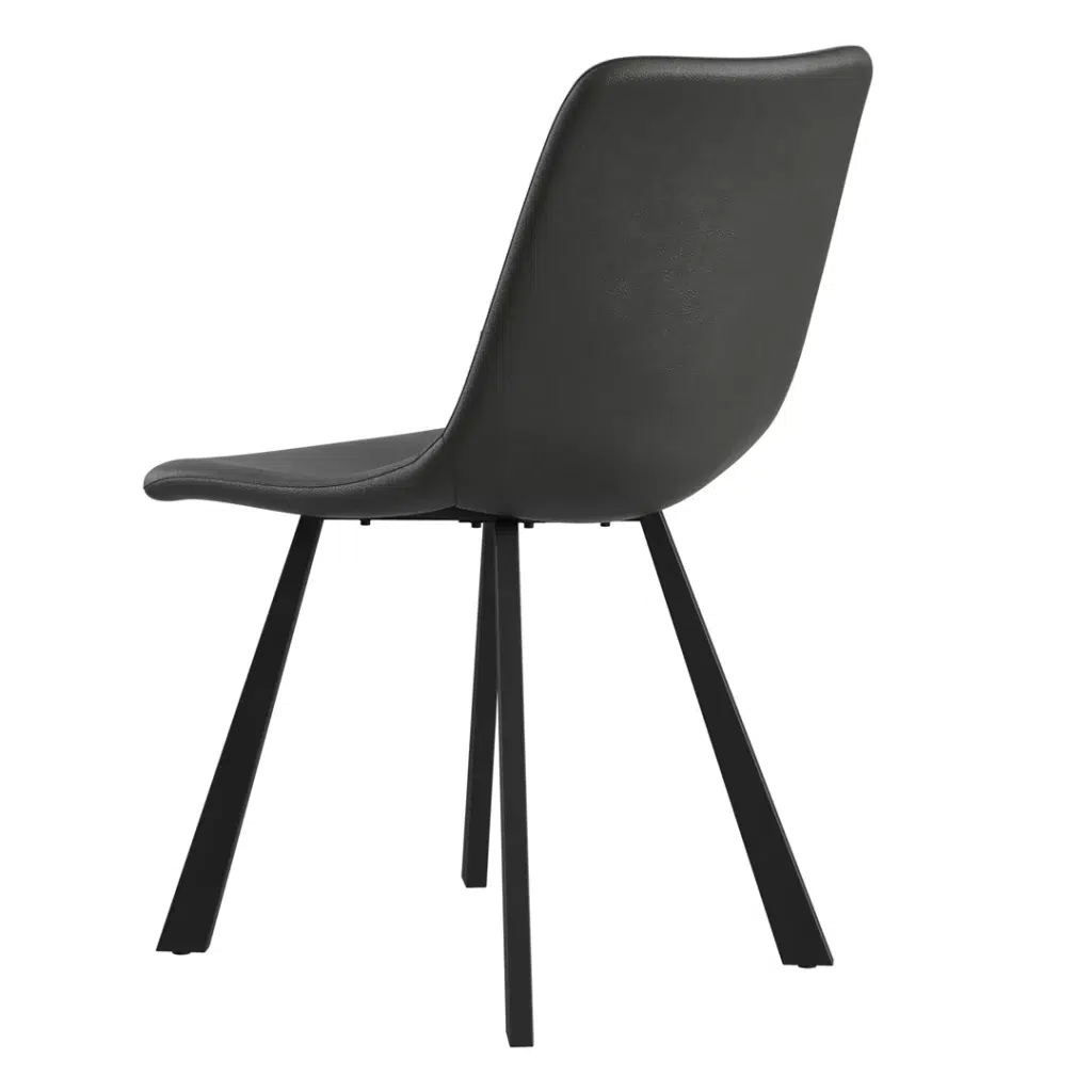 Antique Black Colin Dining Chair Set of 2 with Powder-Coated Frame and Eco Leather Upholstery