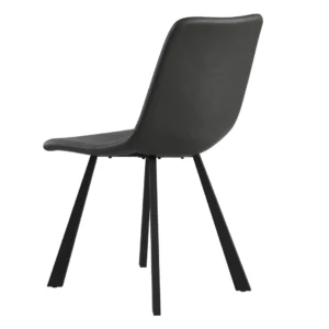 Antique Black Colin Dining Chair Set of 2 with Powder-Coated Frame and Eco Leather Upholstery