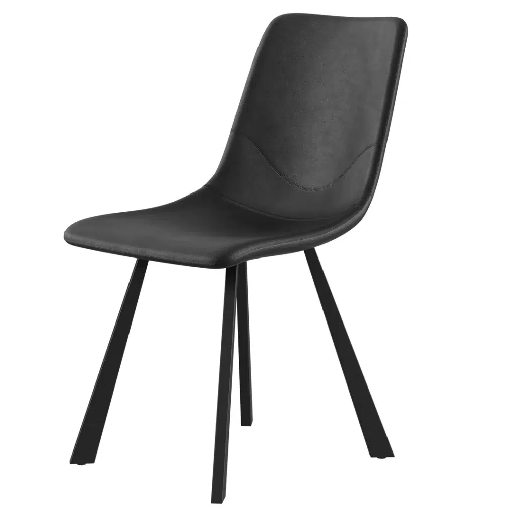 Black retro design dining chairs set of 2 with eco-friendly faux leather and metal frame for modern home decor