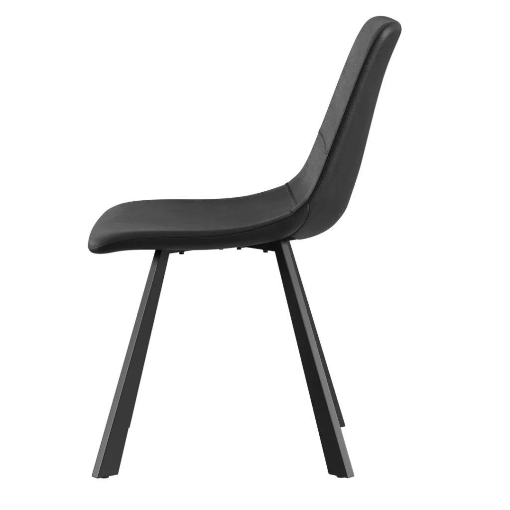 Black retro design dining chairs set of 2 with eco-friendly faux leather and metal frame for modern home decor