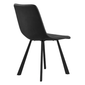 Black retro design dining chairs set of 2 with eco-friendly faux leather and metal frame for modern home decor