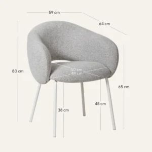Sculptural White Dining Chairs Clay Grey Set of 2 Ergonomic Breathable Foam Cushion Metal Legs Modern Contemporary Design 150kg Capacity Urban Apartment Space Saving