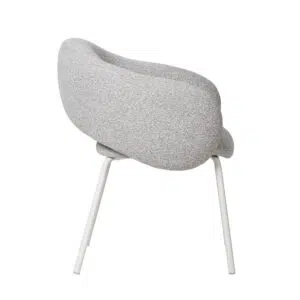 Modern Sculptural White Clay Grey Dining Chairs Set of 2 Ergonomic Sturdy Frame