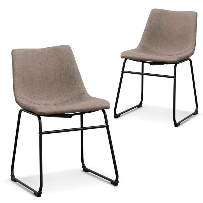 Elise Fabric Dining Chair – Brown Grey (Set of 2)