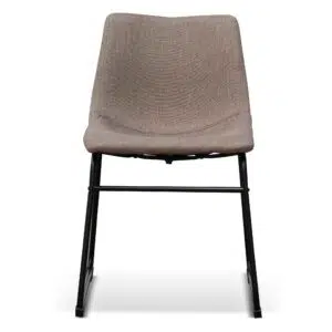 Elise fabric dining chair with geometric sled base brown grey set of 2
