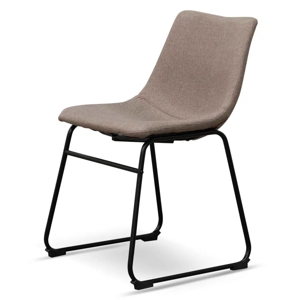 Elise fabric dining chair brown grey set of 2 with geometric sled base and ergonomic design