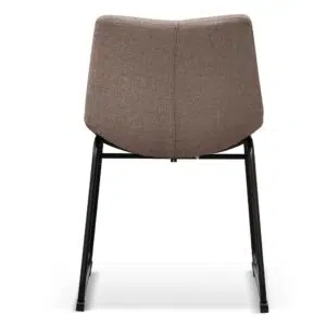 Brown grey fabric dining chair with geometric sled base and ergonomic support set of 2