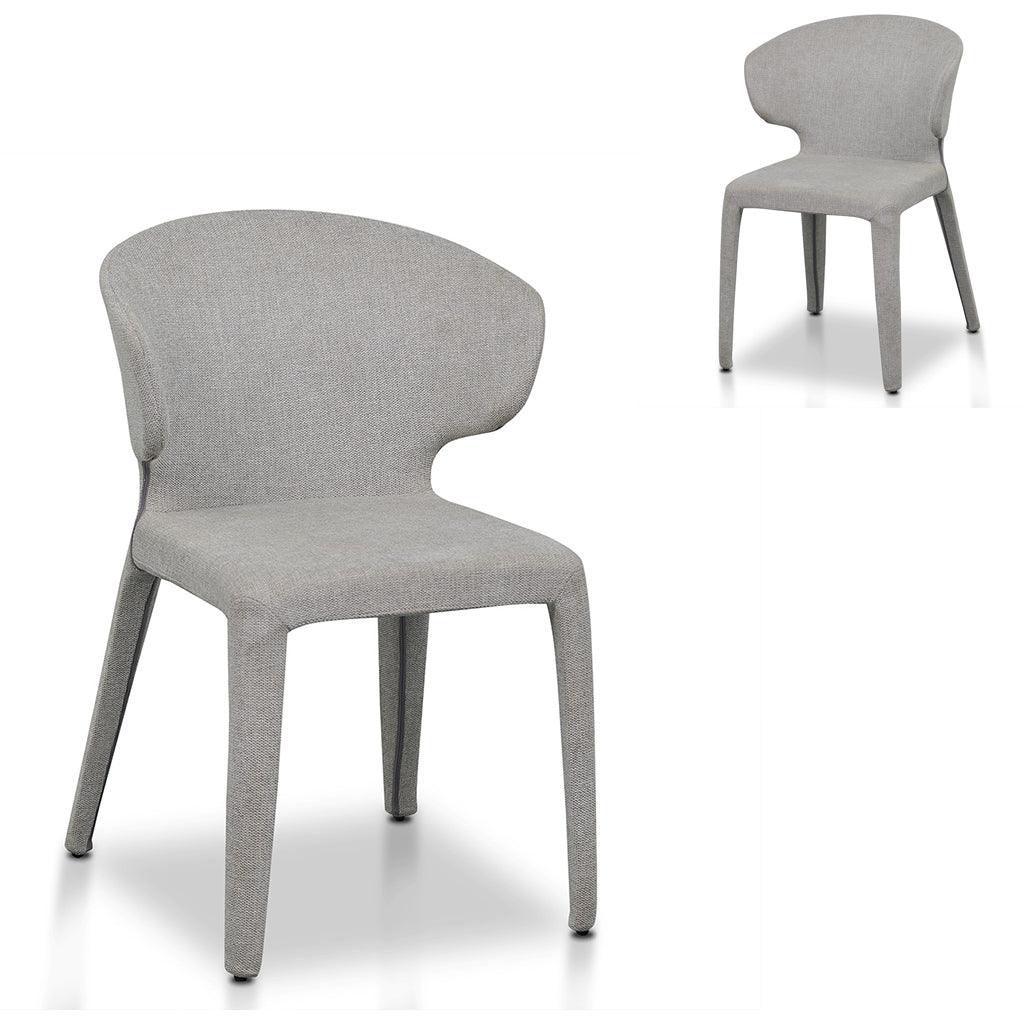 Orionne fabric dining chair set of 2 coastal light grey modern ergonomic design