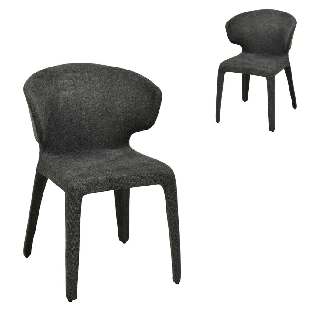 Modern Orionne Fabric Dining Chairs Set of 2 Charcoal Grey Ergonomic