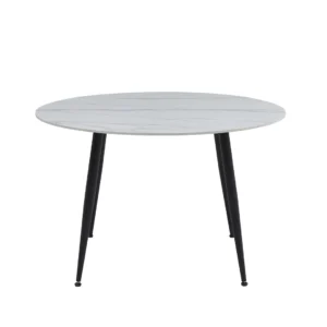 Denver Matte Snow White Ceramic Dining Table with Black Metal Base