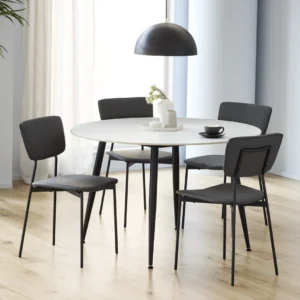 Denver Matte Snow White Ceramic Dining Table with Black Metal Base