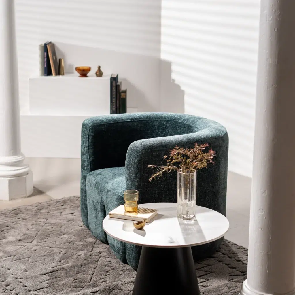 Donatella Occasional Chair in teal textured fabric for living room or home office