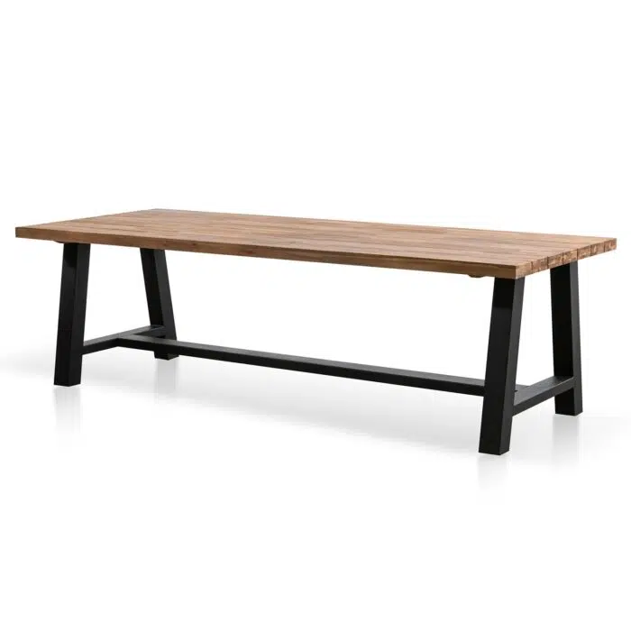 Talia Outdoor 2.5m Dining Table – Natural Top and Black Base