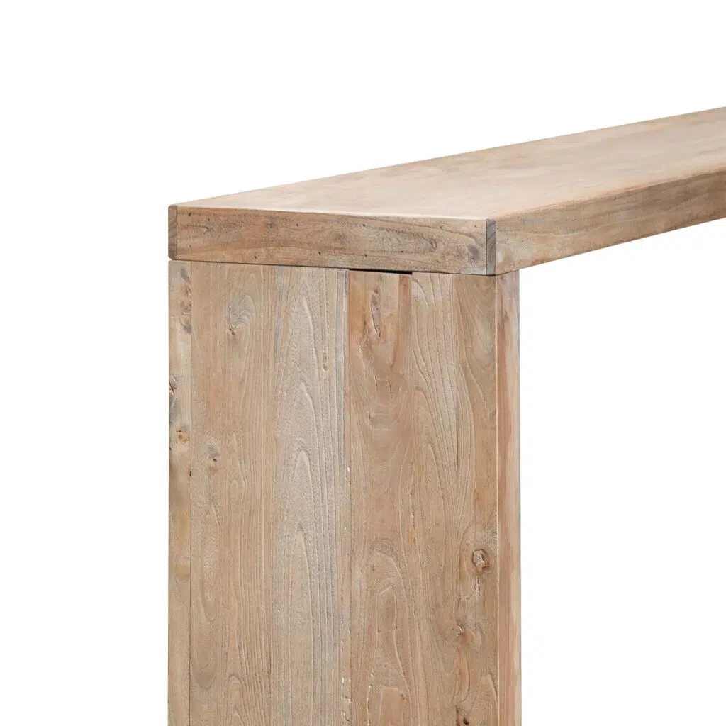 Finn reclaimed wood console table natural finish rustic modern design