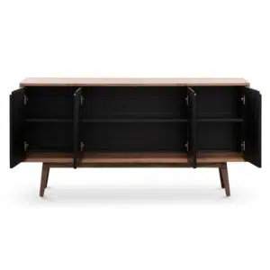 Ethan 1.6m sideboard buffet walnut with black doors modern retro elegance storage solution