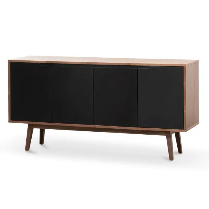 Ethan 1.6m Sideboard Buffet Unit – Walnut with Black Doors