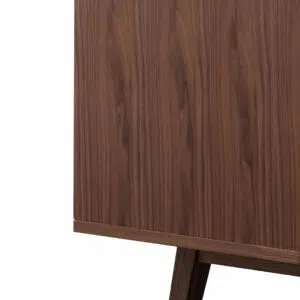 Walnut sideboard with black doors and ash wood legs for modern retro elegance