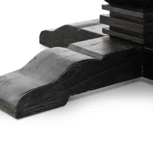 Round dining table 160cm natural reclaimed elm with black base rustic modern design