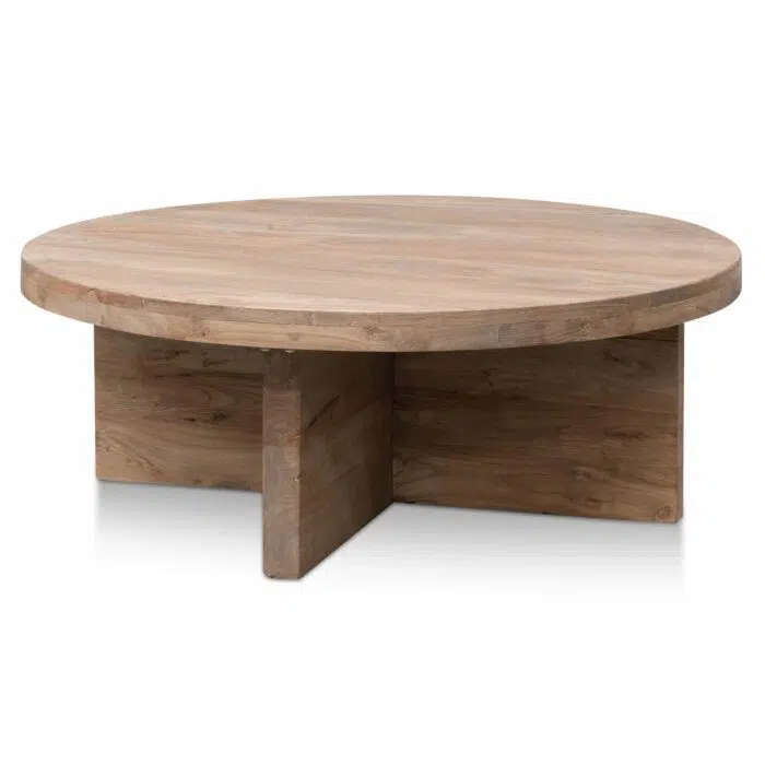 Cassia 100cm Round Coffee Table – Natural-Thick Base