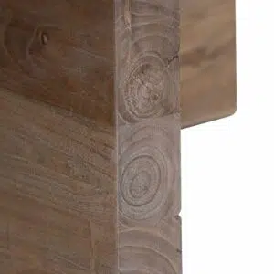 Cassia 100cm round coffee table with natural thick tripod base and reclaimed elm wood top