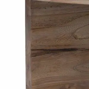 Cassia 100cm round coffee table with natural thick base crafted from reclaimed elm wood