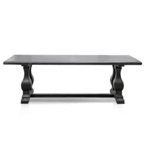 Evie elm wood dining table 2.4m full black rustic elegance with industrial base
