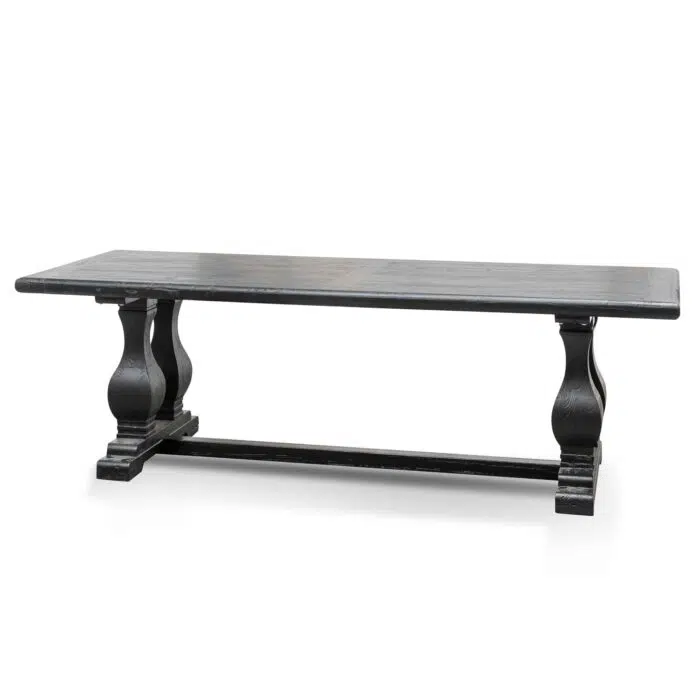 Evie Elm Wood Dining Table 2.4m – Full Black