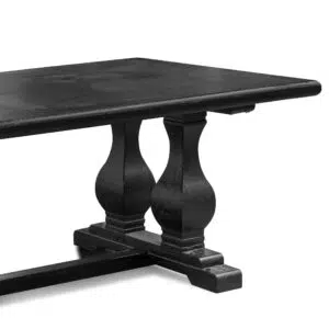 Evie elm wood dining table 240cm full black with rustic industrial base