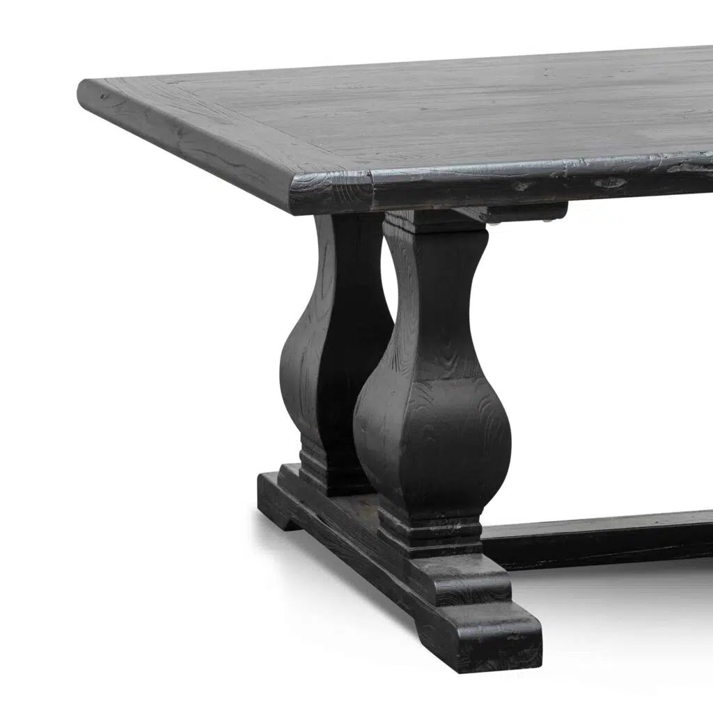 Evie elm wood dining table 240cm full black rustic modern farmhouse design