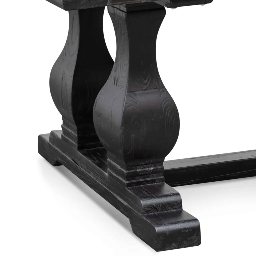 Evie elm wood dining table 240cm full black rustic industrial design