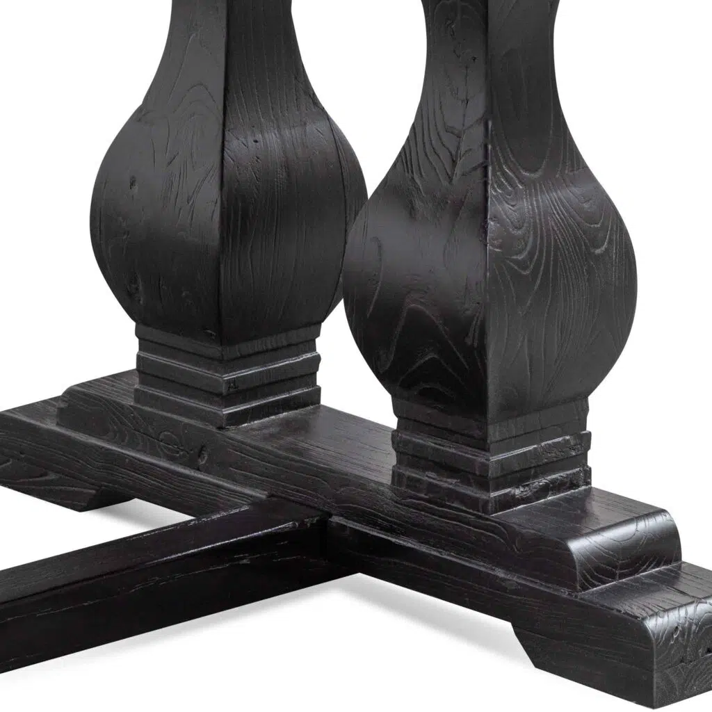 Evie elm wood dining table 2.4m full black with rustic industrial base