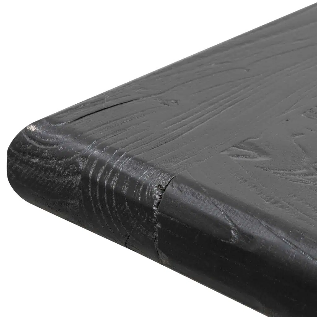 Evie elm wood dining table 240cm full black with rustic industrial base