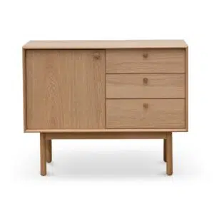 Ava narrow wooden sideboard natural finish solid oak modern rustic storage solution