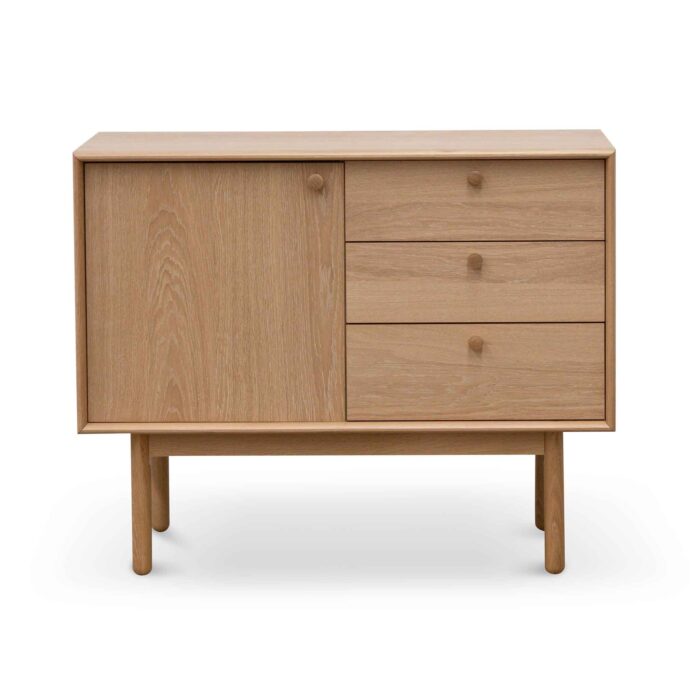 Ava narrow wooden sideboard natural finish solid oak modern rustic storage solution