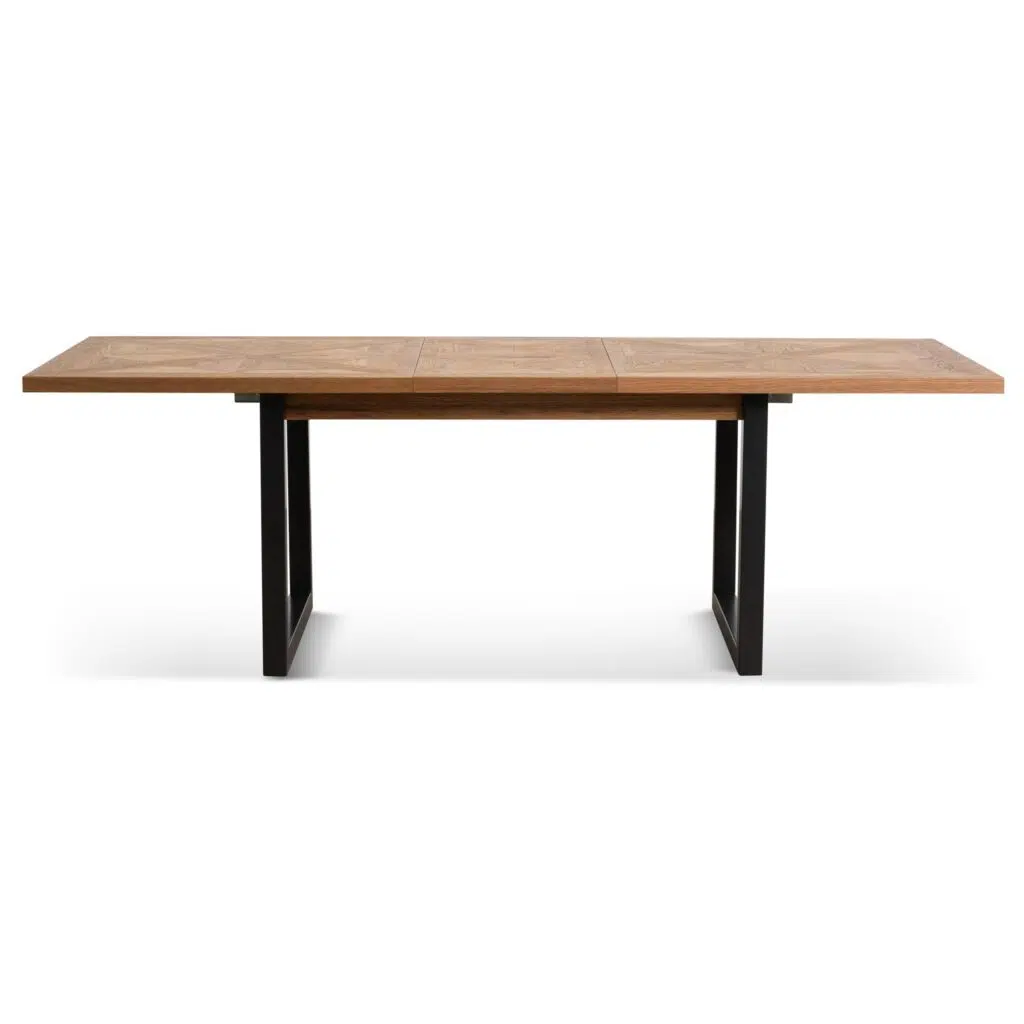 Ethan extendable dining table European oak rustic industrial design 6 8 seater