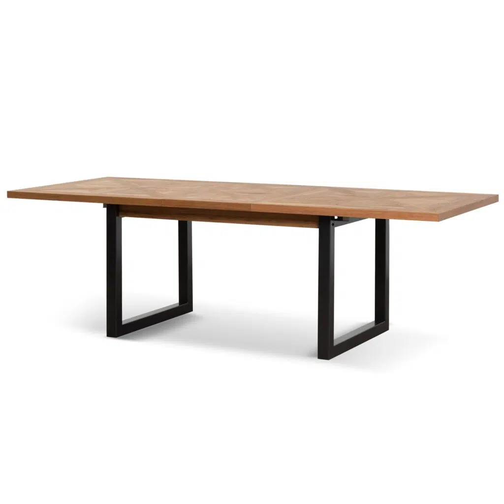 Ethan extendable dining table European oak rustic industrial design 6 8 seater