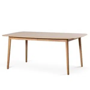 Natural wood extendable dining table with organic textures and Scandinavian design