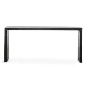 Arlo reclaimed wood console table in black with geometric design and eco-friendly materials