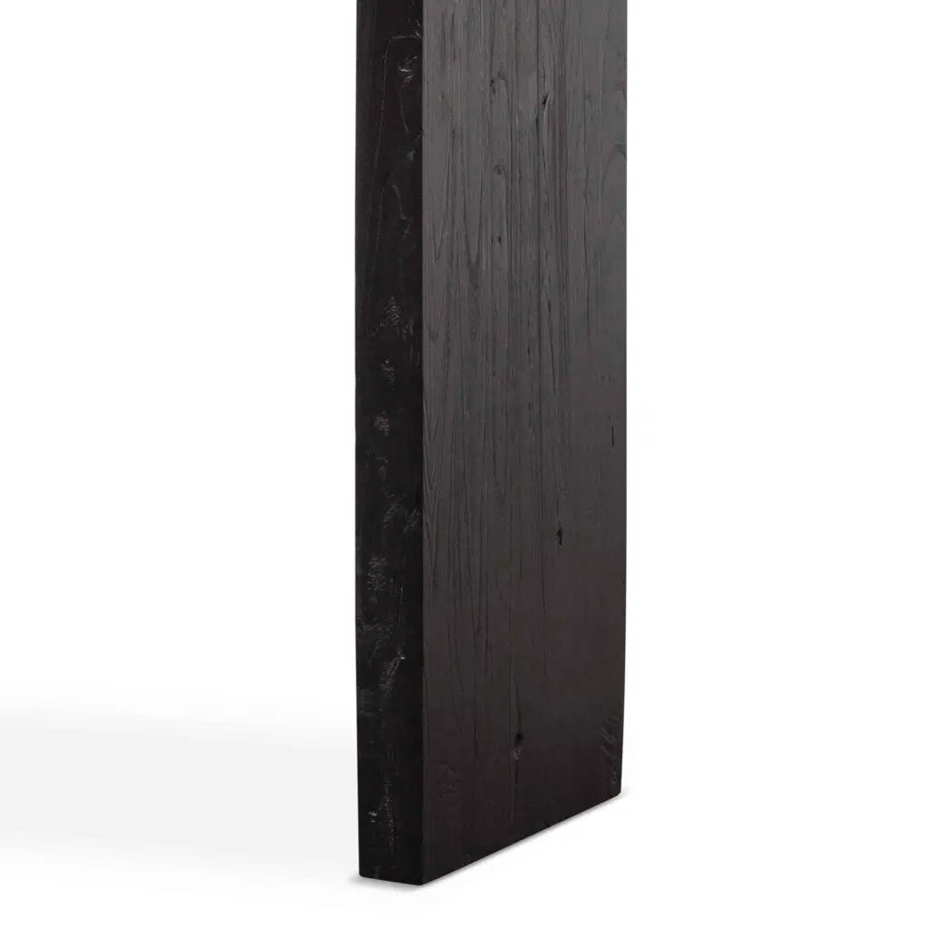 Arlo reclaimed wood console table in black with geometric design and eco-friendly materials