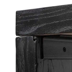 Arlo reclaimed wood console table in black with geometric design and eco-friendly materials