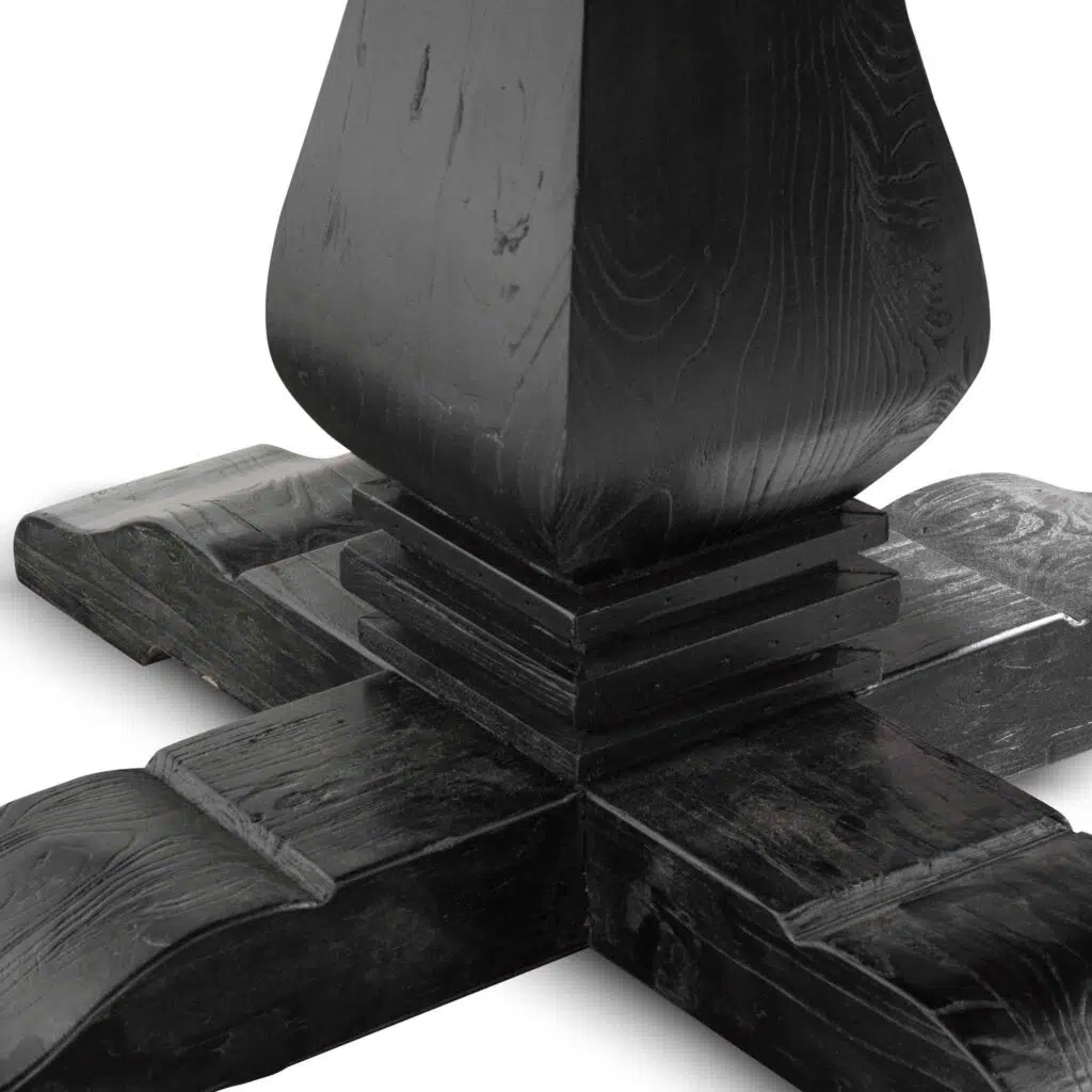 Aria 1.6m round dining table full black reclaimed elm wood modern farmhouse design