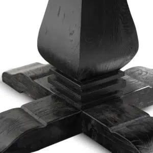 Aria 1.6m round dining table full black reclaimed elm wood modern farmhouse design