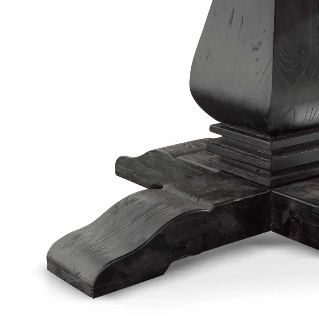 Aria 1.6m round dining table full black sustainable reclaimed elm wood modern farmhouse