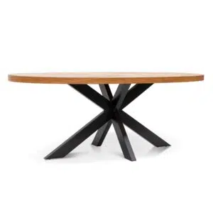 Opal 6-Seater Euro Knotty Oak Veneer Metal Frame Extendable Dining Table Modern Space-Efficient Design