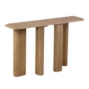 Liora 1.6m wooden console table with natural finish crafted from solid elm wood