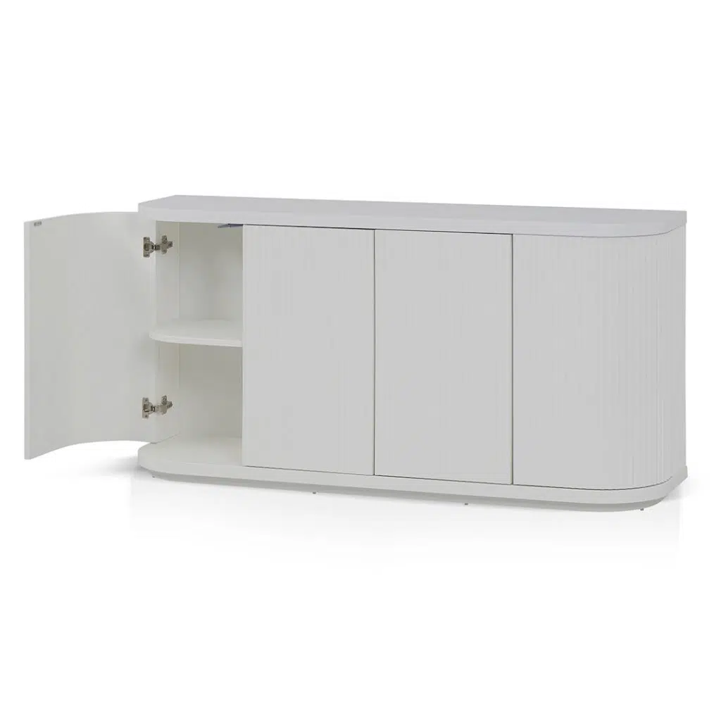 Stella 1.6m veneer top buffet unit full white modern dining room storage solution